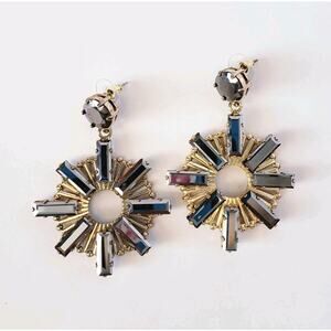 Vintage Graziano Silver & Gold Tone Pierced Dangle Earrings Chunky Retro 2.25"